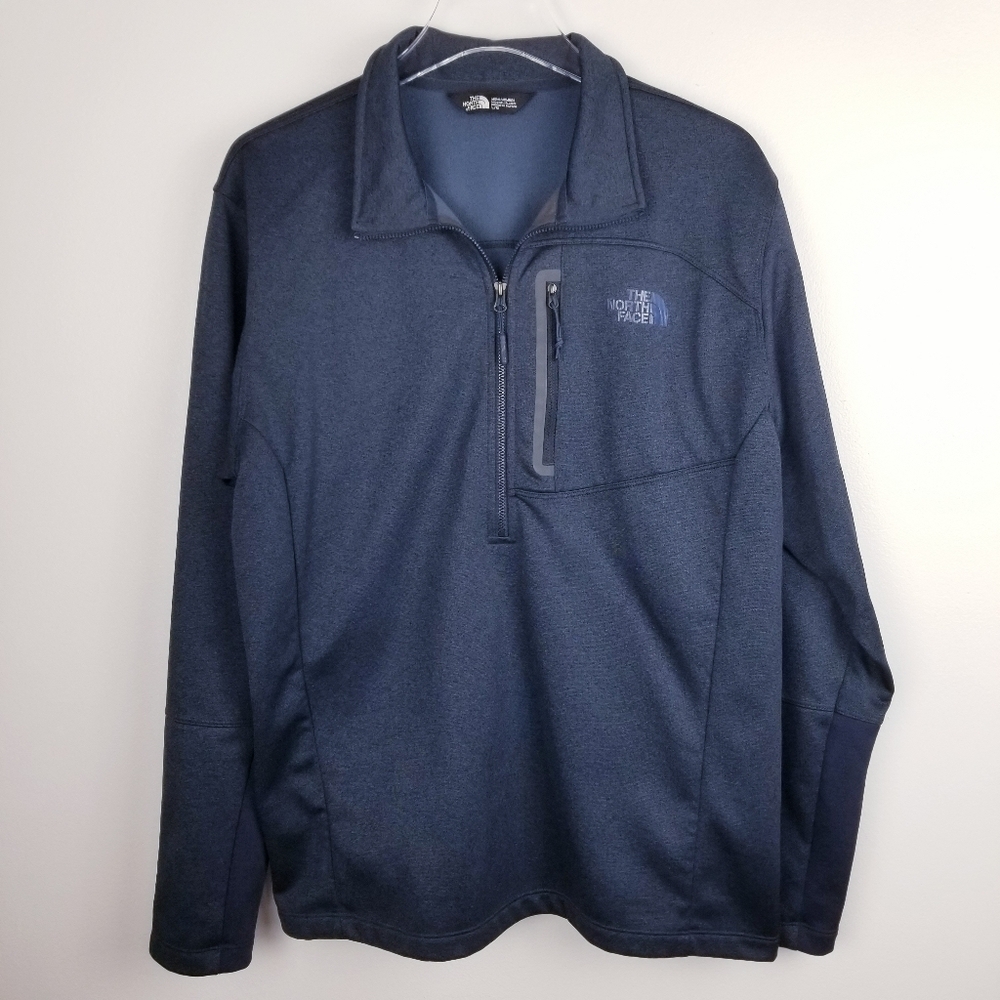 The North Face Heather Navy Blue & Black Fleece-Lined 1/2 Zip Pullover